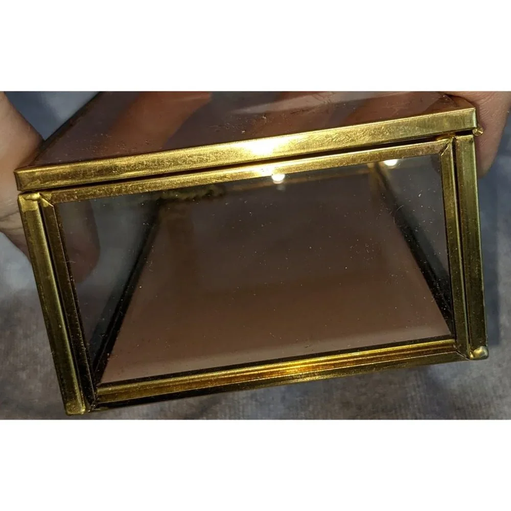 Mele & Co. Pink And Gold Floral Glass Trinket Box